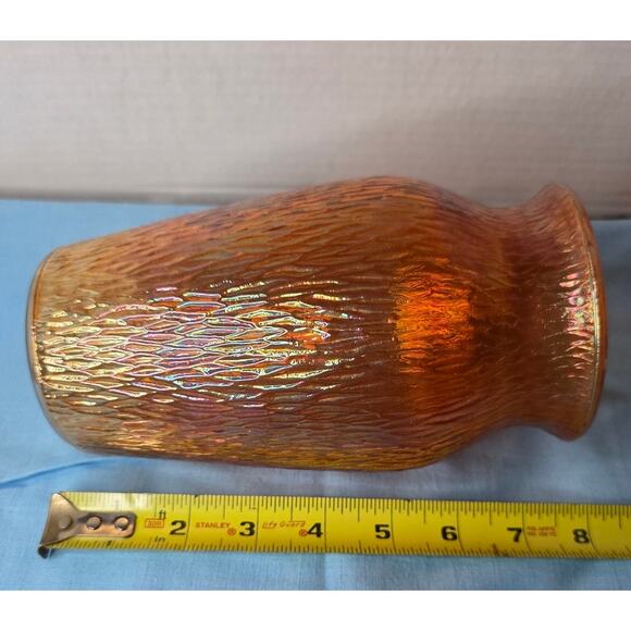 Jeanette Carnival Glass Marigold Tree Bark Vase 7 1/2" - Picture 3 of 5